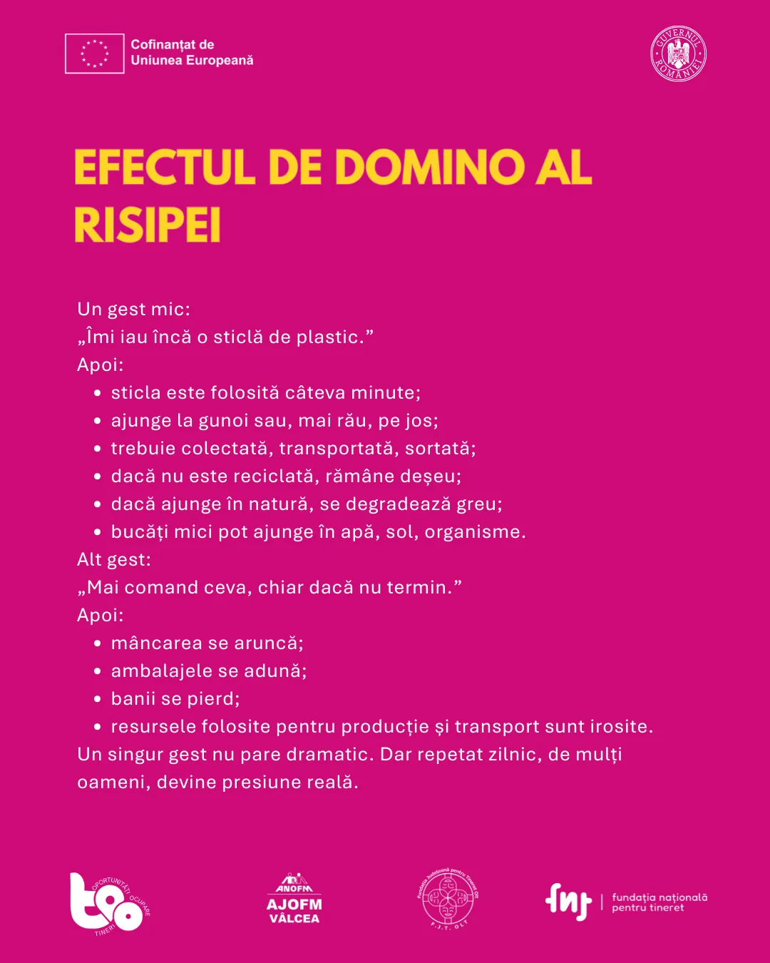 Efectul de domino al risipei, de la o sticlă de plastic la deșeu în natură