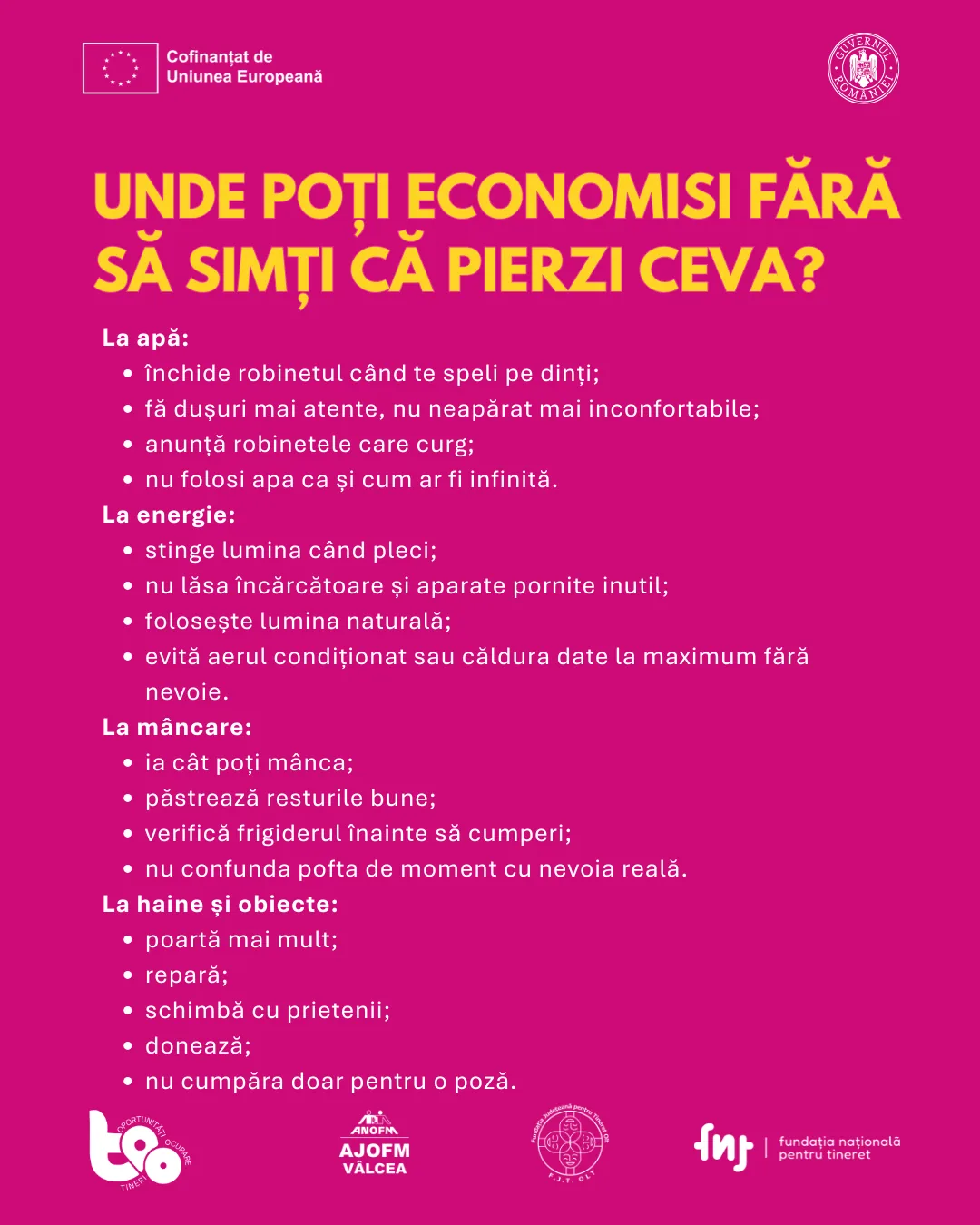 Unde poți economisi la apă, energie, mâncare și haine fără să simți că pierzi ceva