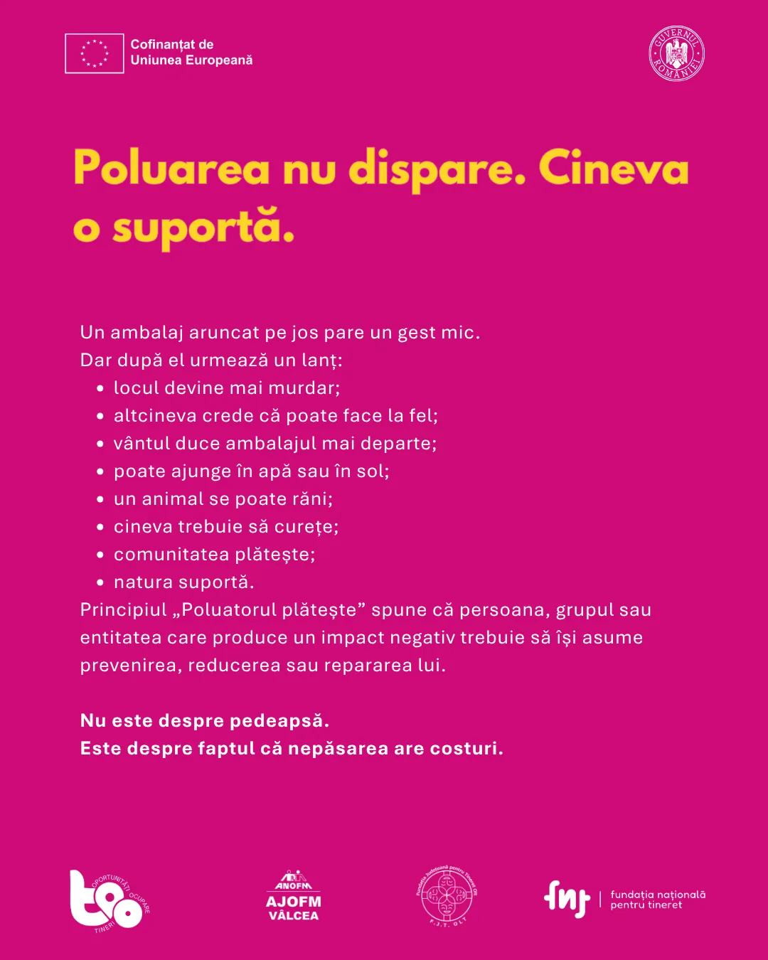 Poluarea nu dispare, cineva o suportă: un ambalaj aruncat pe jos pare un gest mic