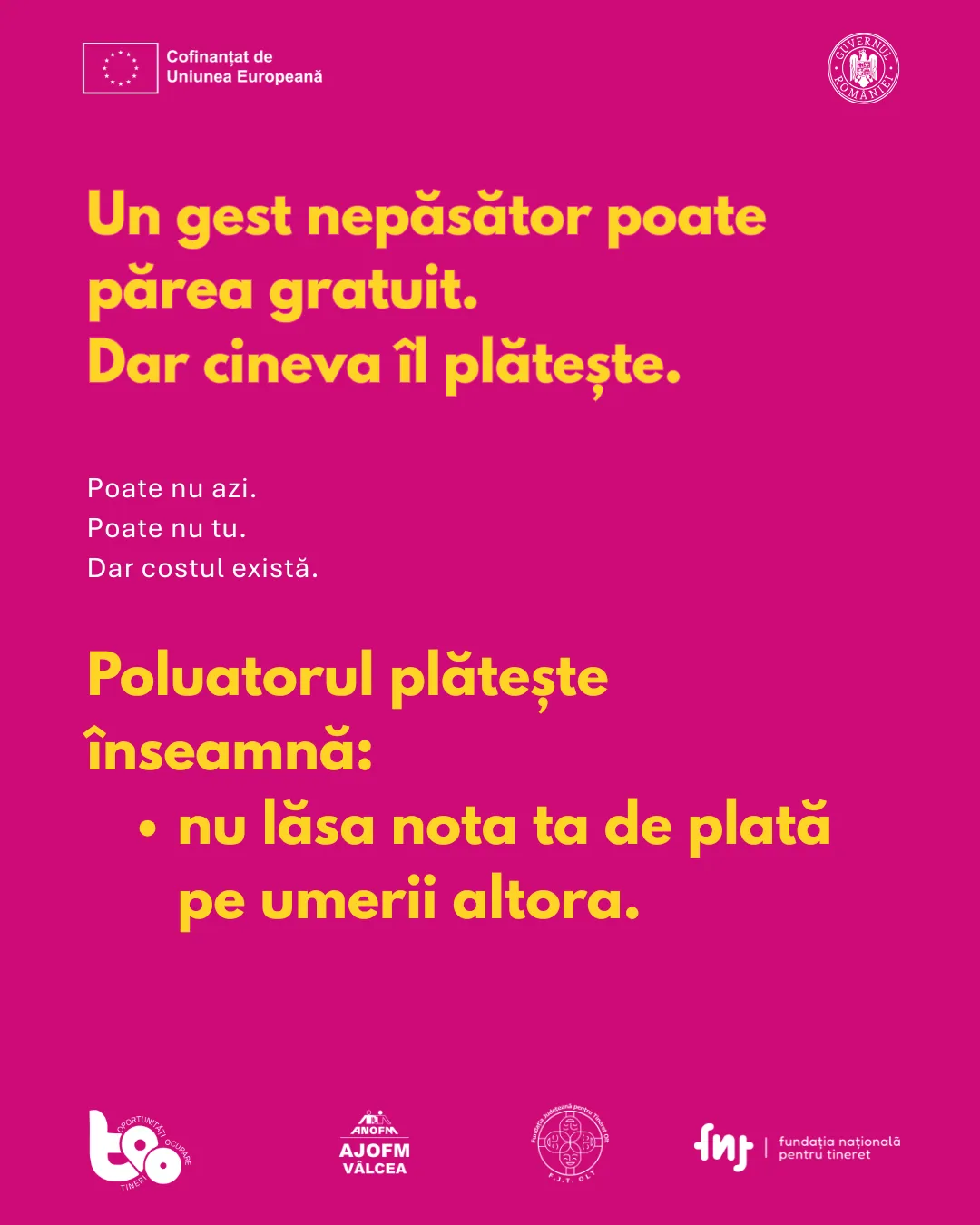 Un gest nepăsător poate părea gratuit, dar cineva îl plătește: principiul poluatorul plătește