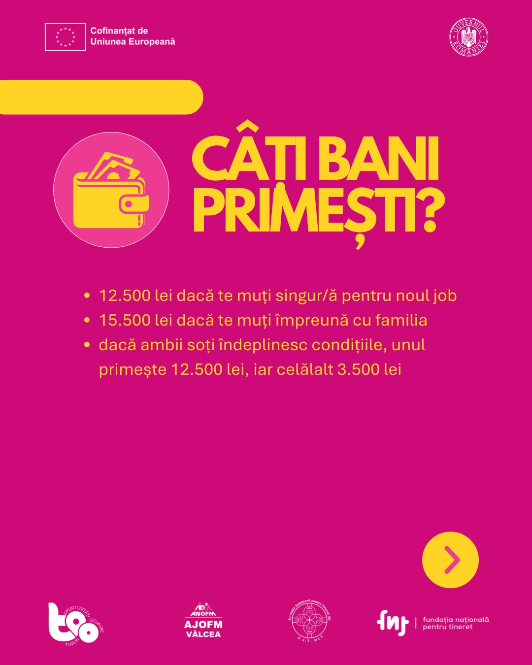 Câți bani primești: 12.500 lei singur sau 15.500 lei cu familia