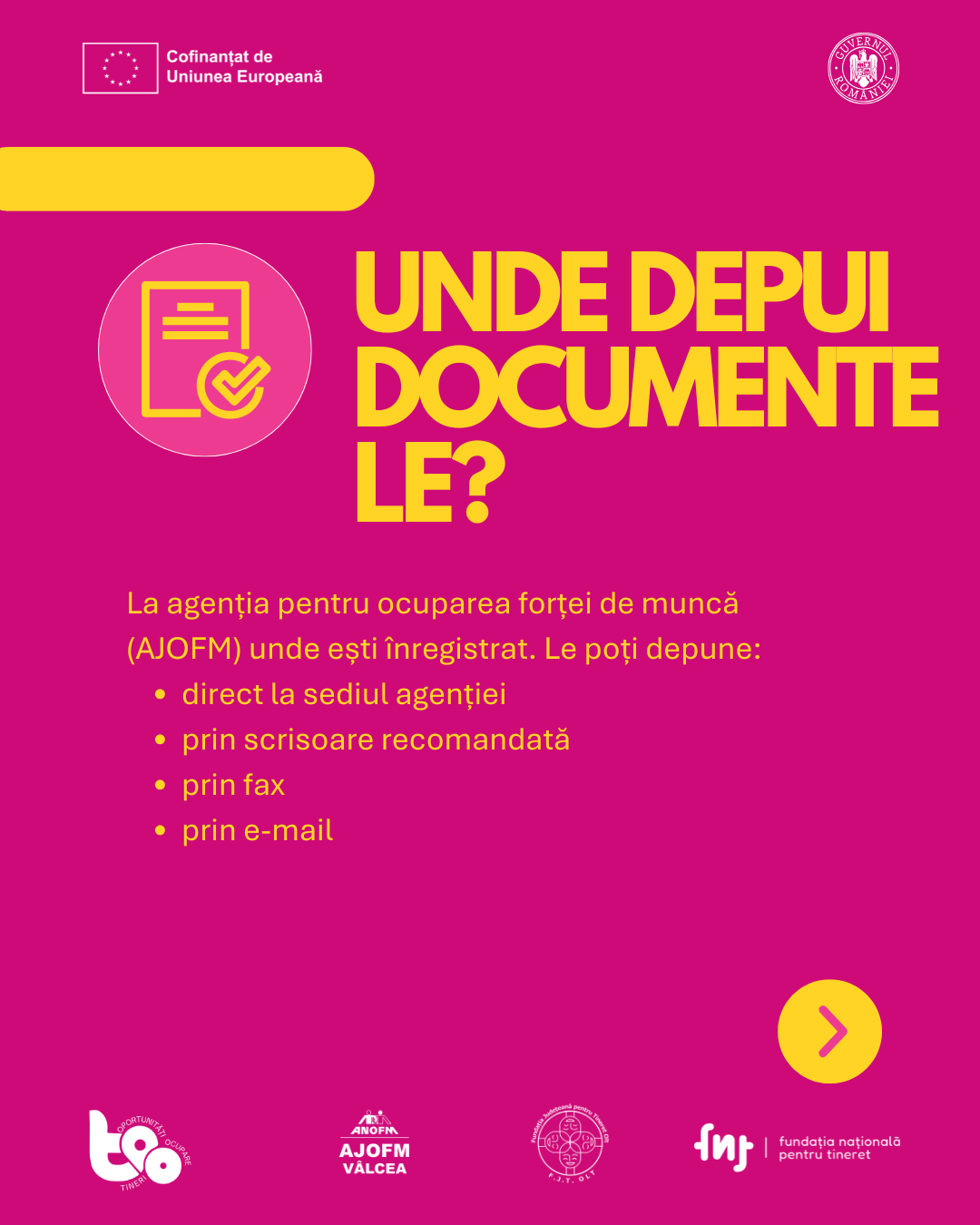Unde depui documentele pentru prima de instalare: la AJOFM