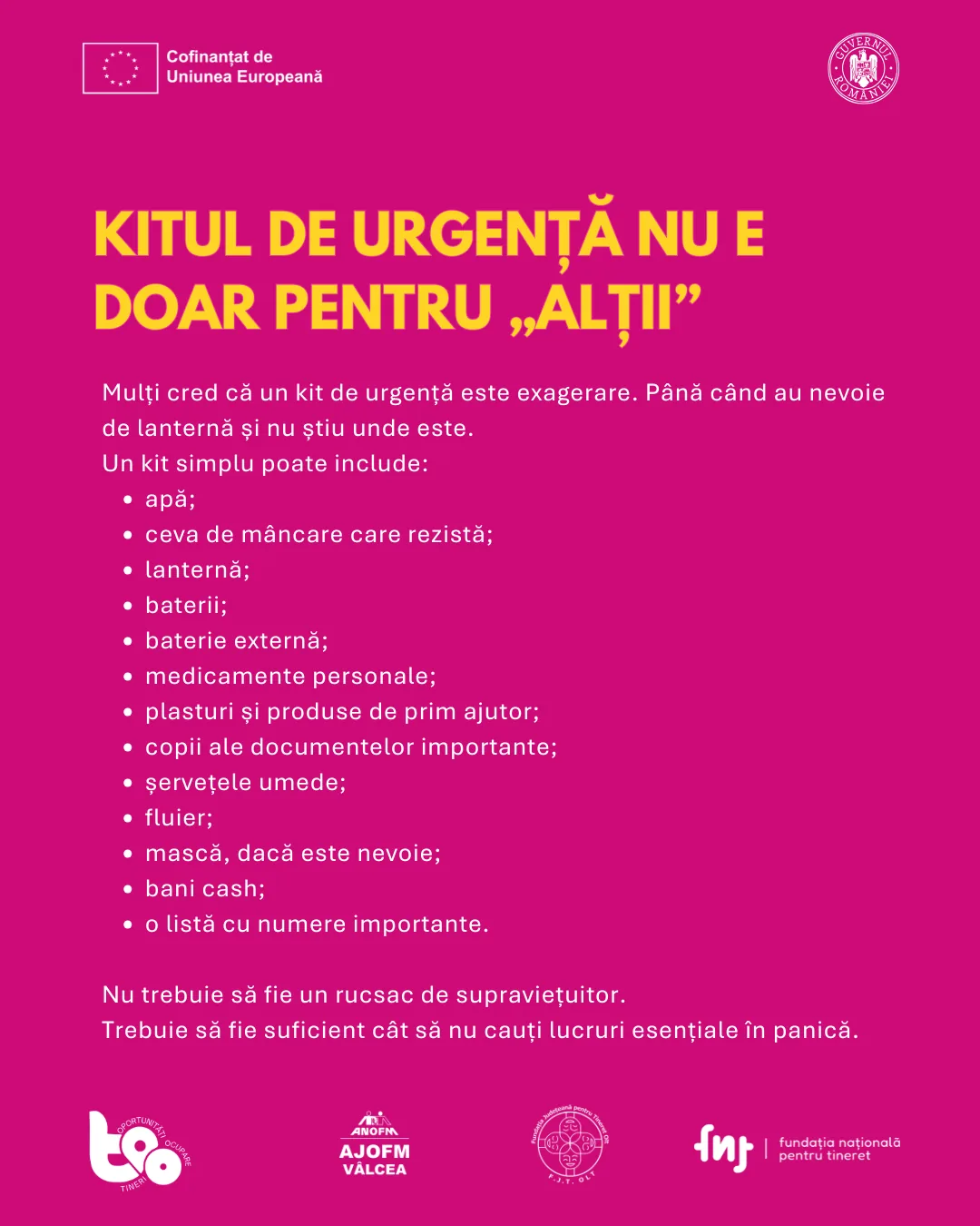 Kitul de urgență nu e doar pentru alții: lista lucrurilor dintr-un kit simplu