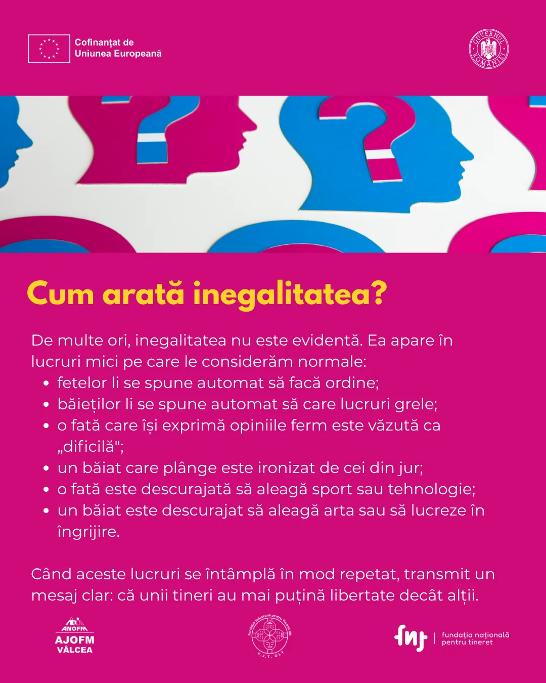 Infografic: cum arată inegalitatea de gen în situații mărunte de zi cu zi.