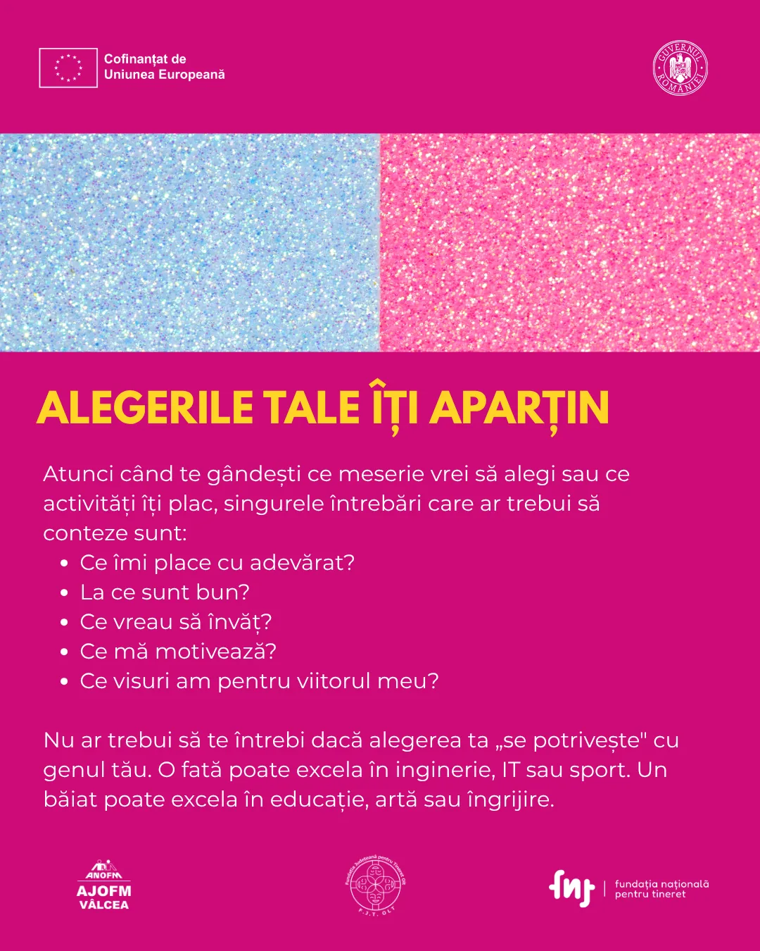Infografic: alegerile tale îți aparțin, întrebări utile când alegi o meserie sau o pasiune.