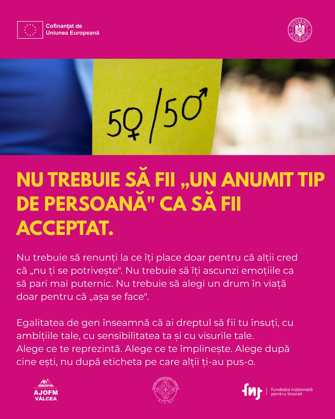 Infografic: nu trebuie să fii un anumit tip de persoană ca să fii acceptat.