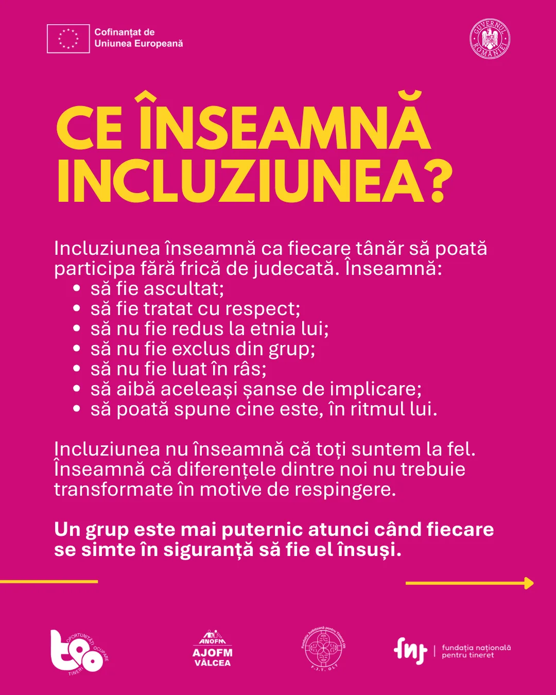 Ce înseamnă incluziunea: să fie ascultat, tratat cu respect, să nu fie redus la etnia lui